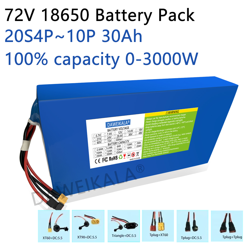 72V 5000W Electric Motorcycle - Nuovo 72V 12Ah-30Ah 18650 Batteria 50A